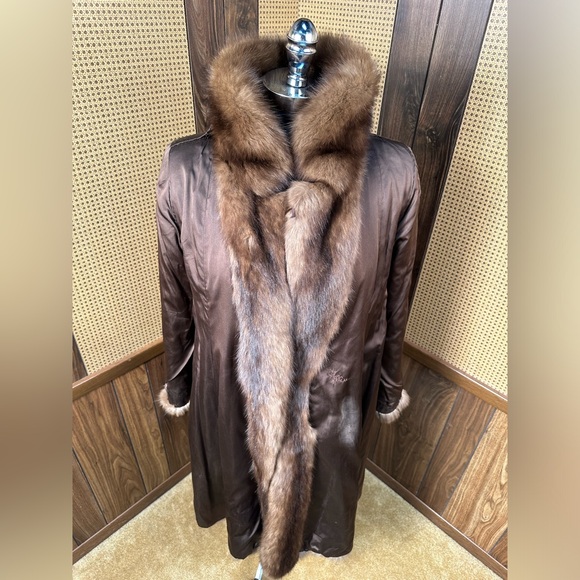 VINTAGE BERGDORF GOODMAN FULL LENGTH RUSSIAN SABLE FUR COAT JACKET SMALL - Picture 7 of 12